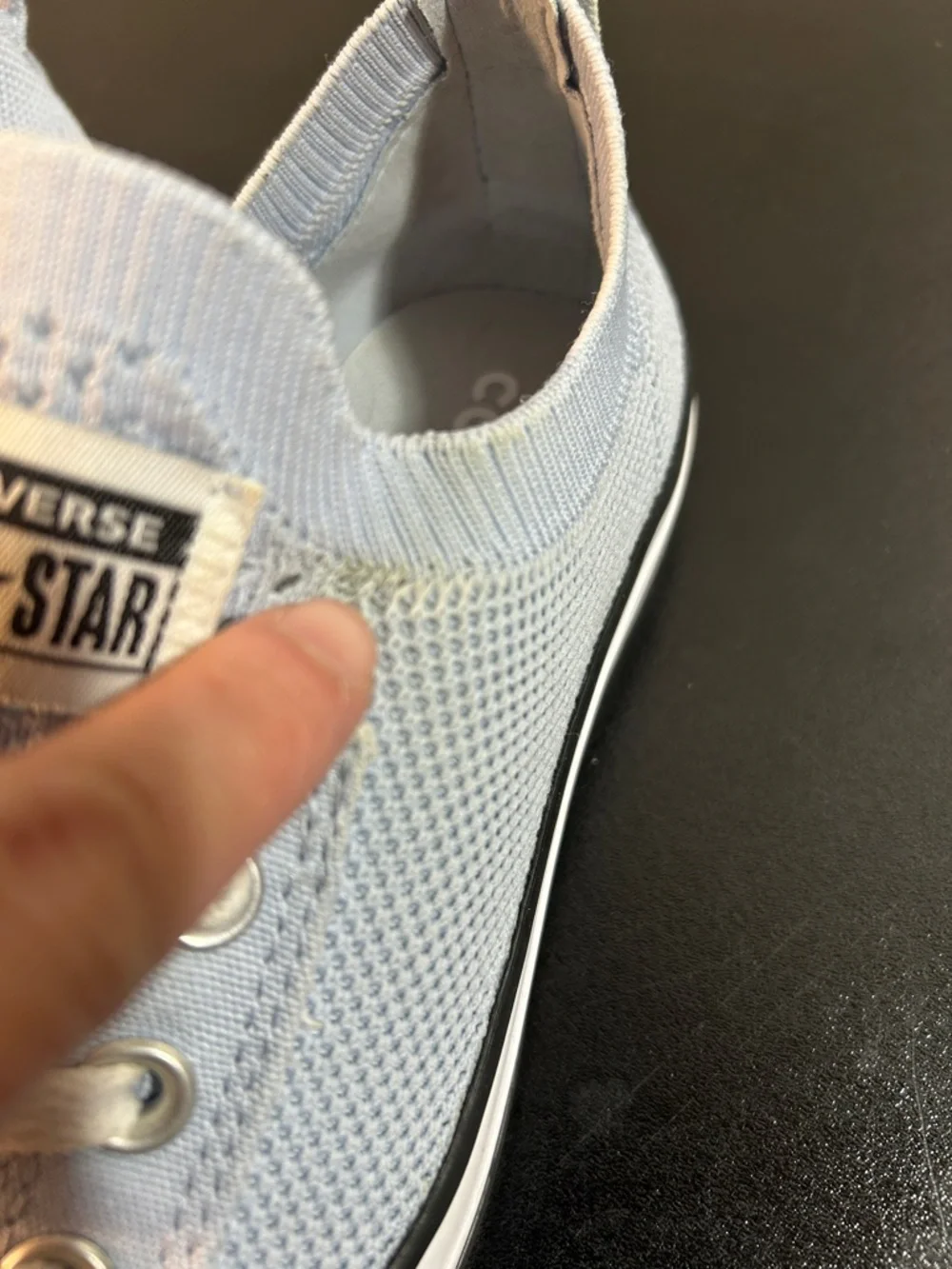 Converse Women’s All Star Slip-On Sneakers - Light Blue Knit - Picture 4 of 7